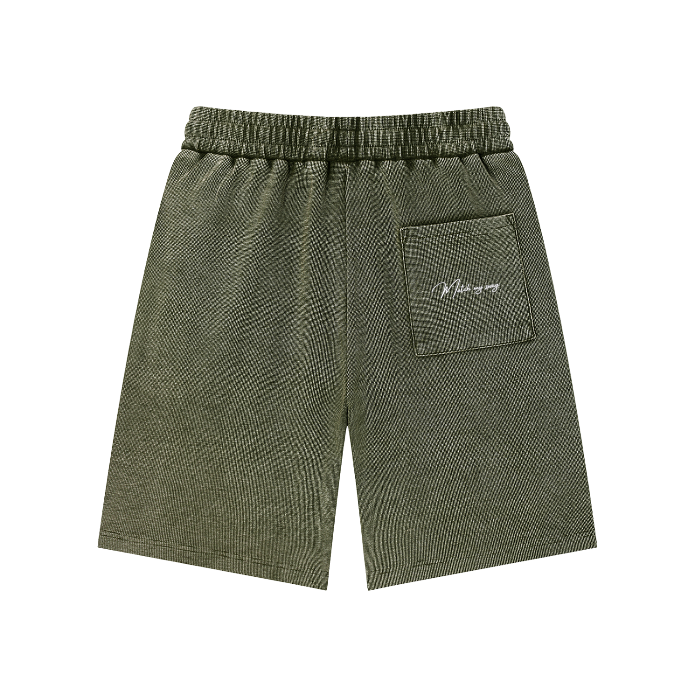 MATCH MY SWAG Mineral Wash Waffle Knit Logo Shorts