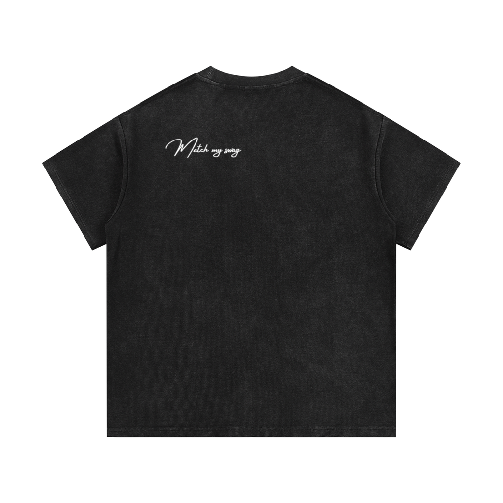 MATCH MY SWAG Mineral Wash Waffle Knit Logo T-Shirt