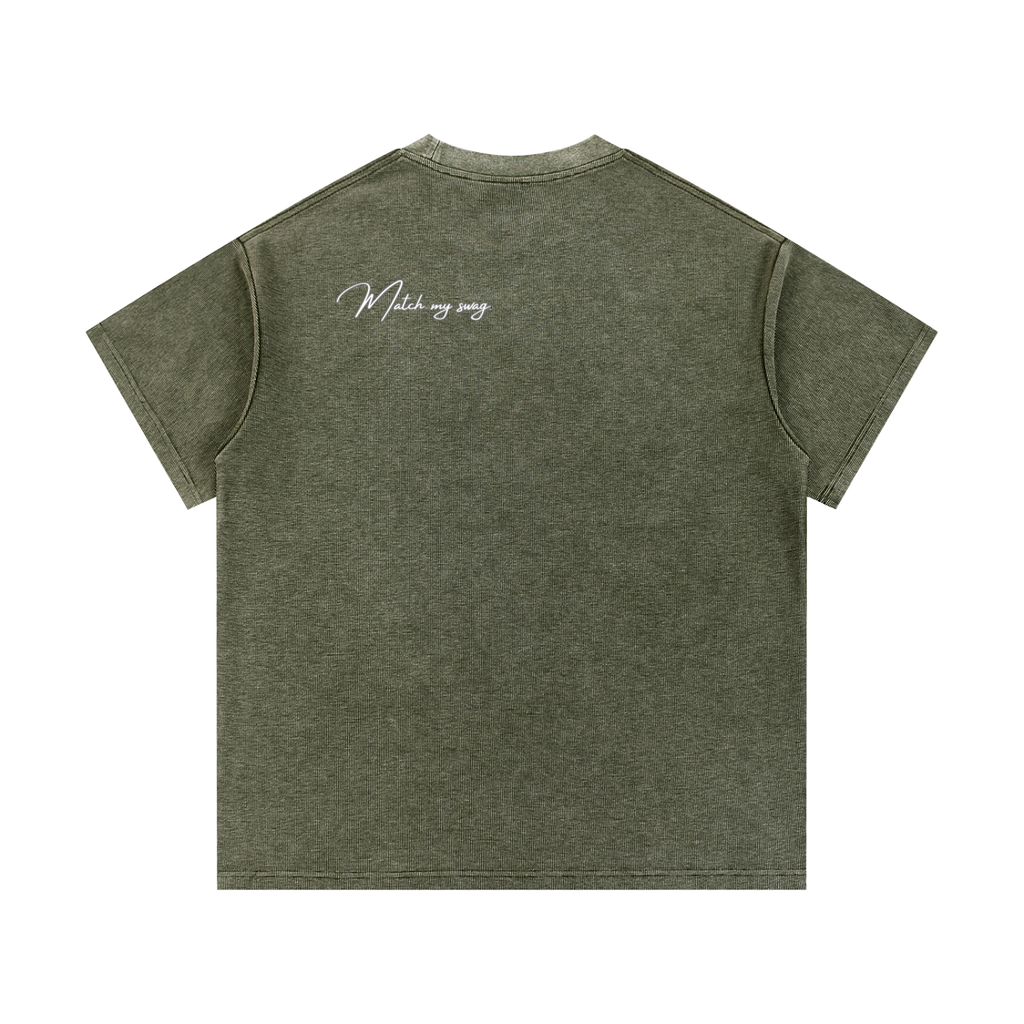MATCH MY SWAG Mineral Wash Waffle Knit Logo T-Shirt