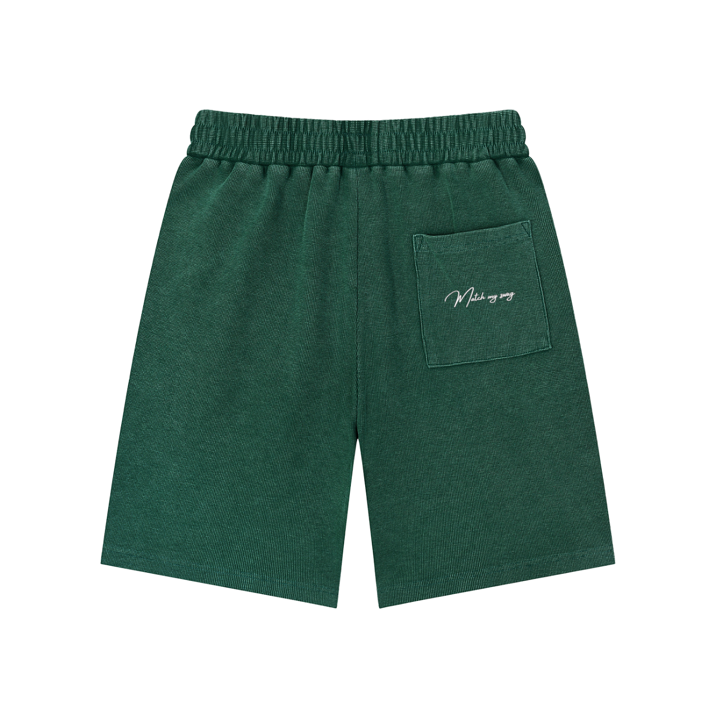 MATCH MY SWAG Mineral Wash Waffle Knit Logo Shorts