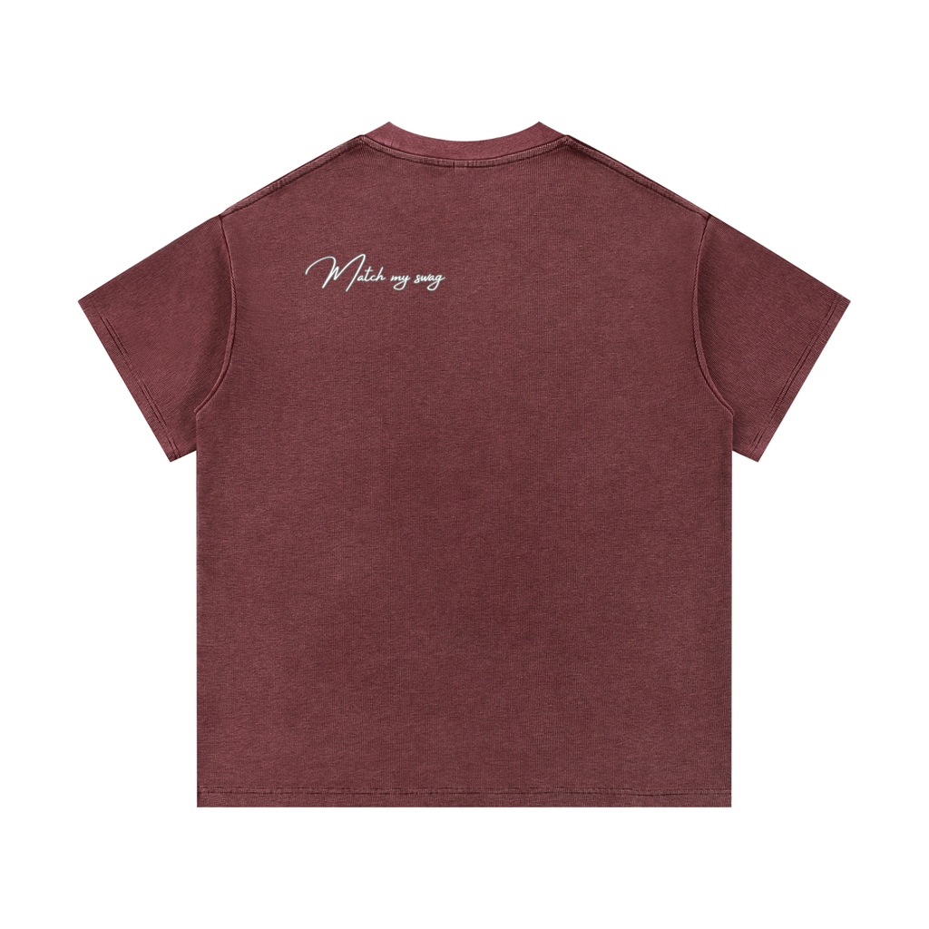 MATCH MY SWAG Mineral Wash Waffle Knit Logo T-Shirt