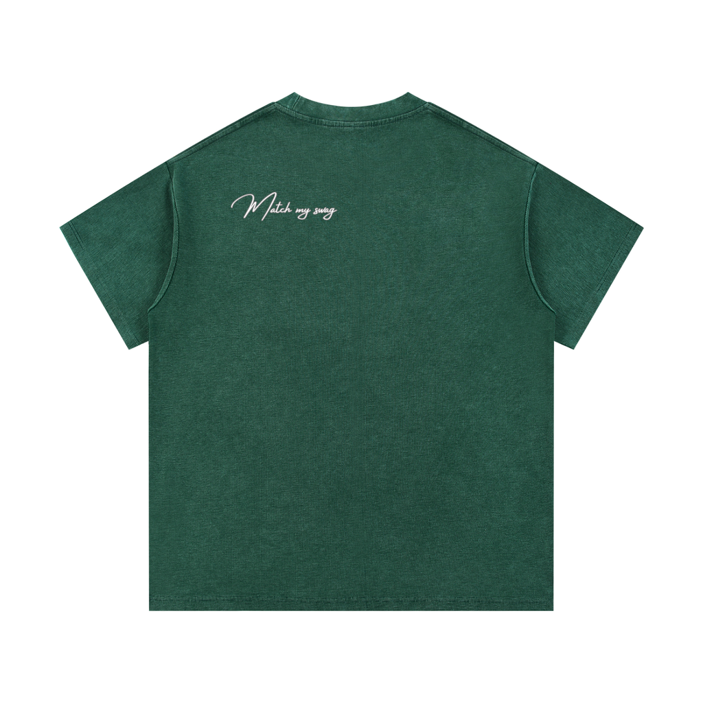 MATCH MY SWAG Mineral Wash Waffle Knit Logo T-Shirt