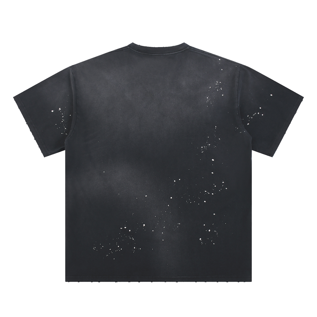 NO LOVE FOUND Hand-Frayed Sunfade Paint Splatter T-Shirt