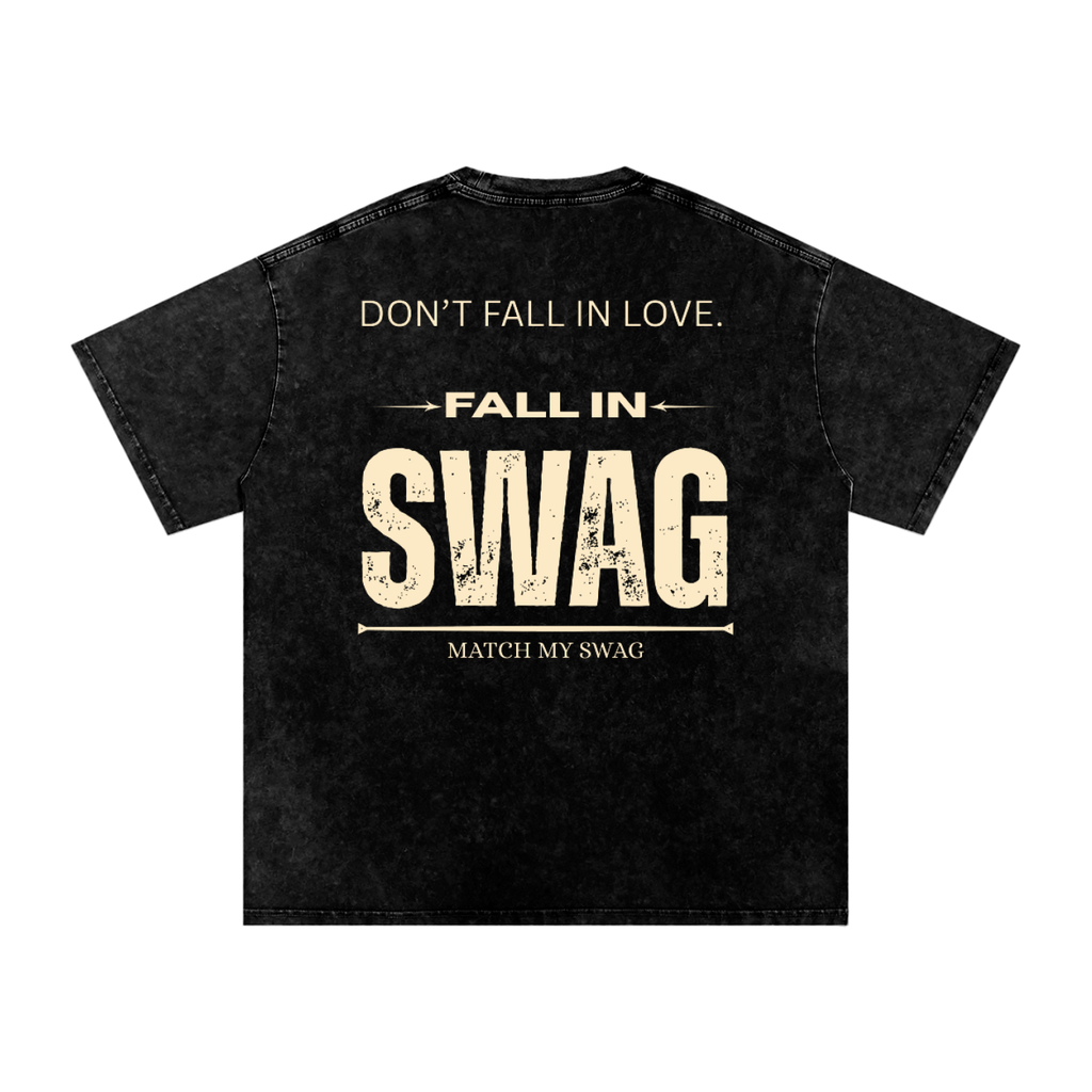 FALL IN SWAG Snow Washed Oversized Cotton T-Shirt