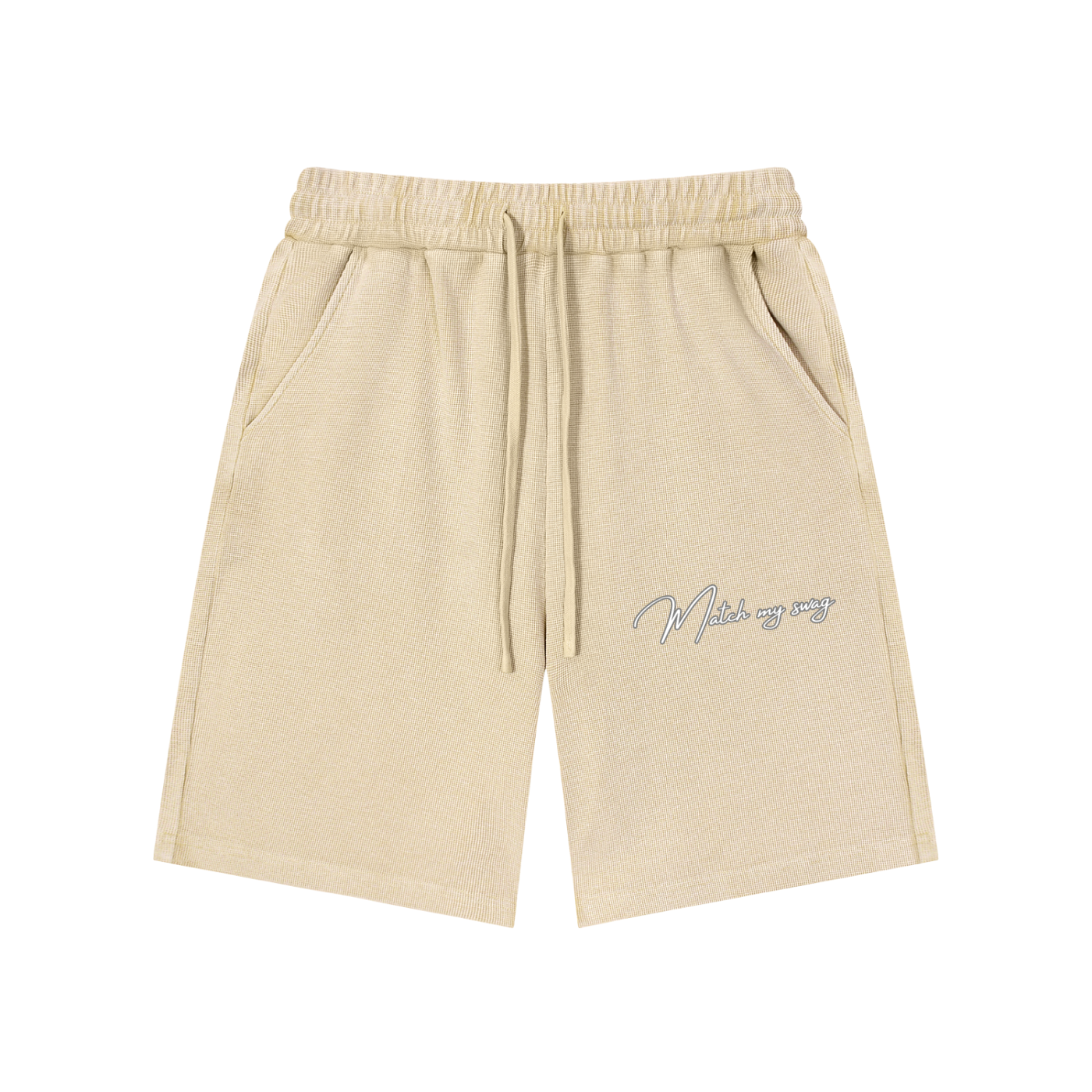 MATCH MY SWAG Mineral Wash Waffle Knit Logo Shorts