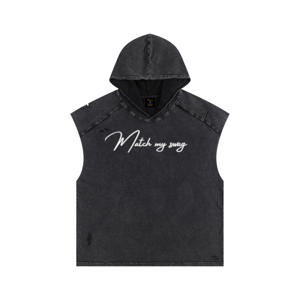 THE GRIN REAPER Snow Washed Boxy Hooded Tank Top