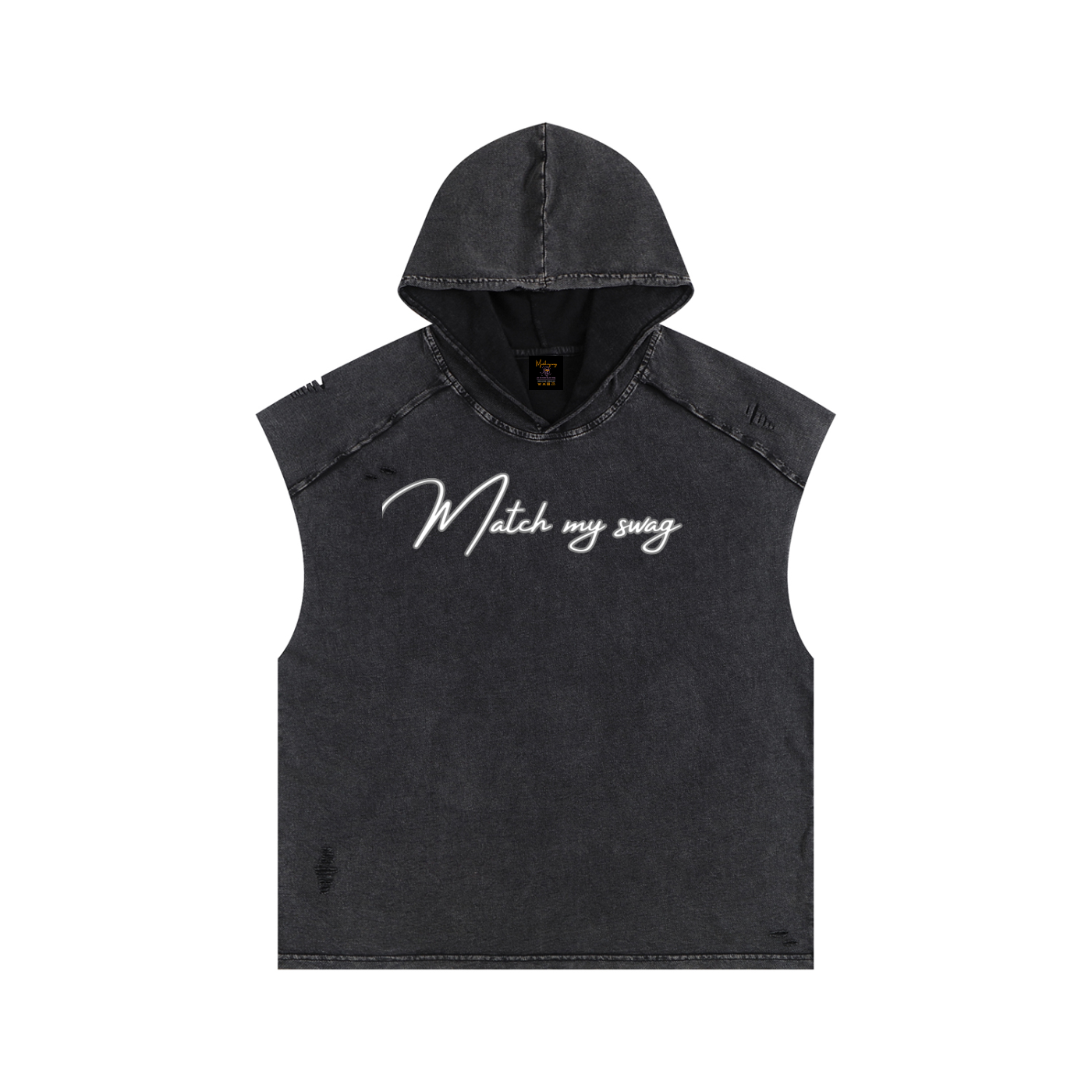 THE GRIN REAPER Snow Washed Boxy Hooded Tank Top