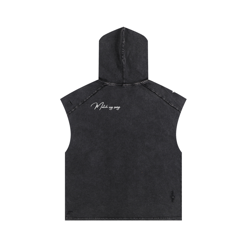 THE GRIN REAPER Snow Washed Boxy Hooded Tank Top