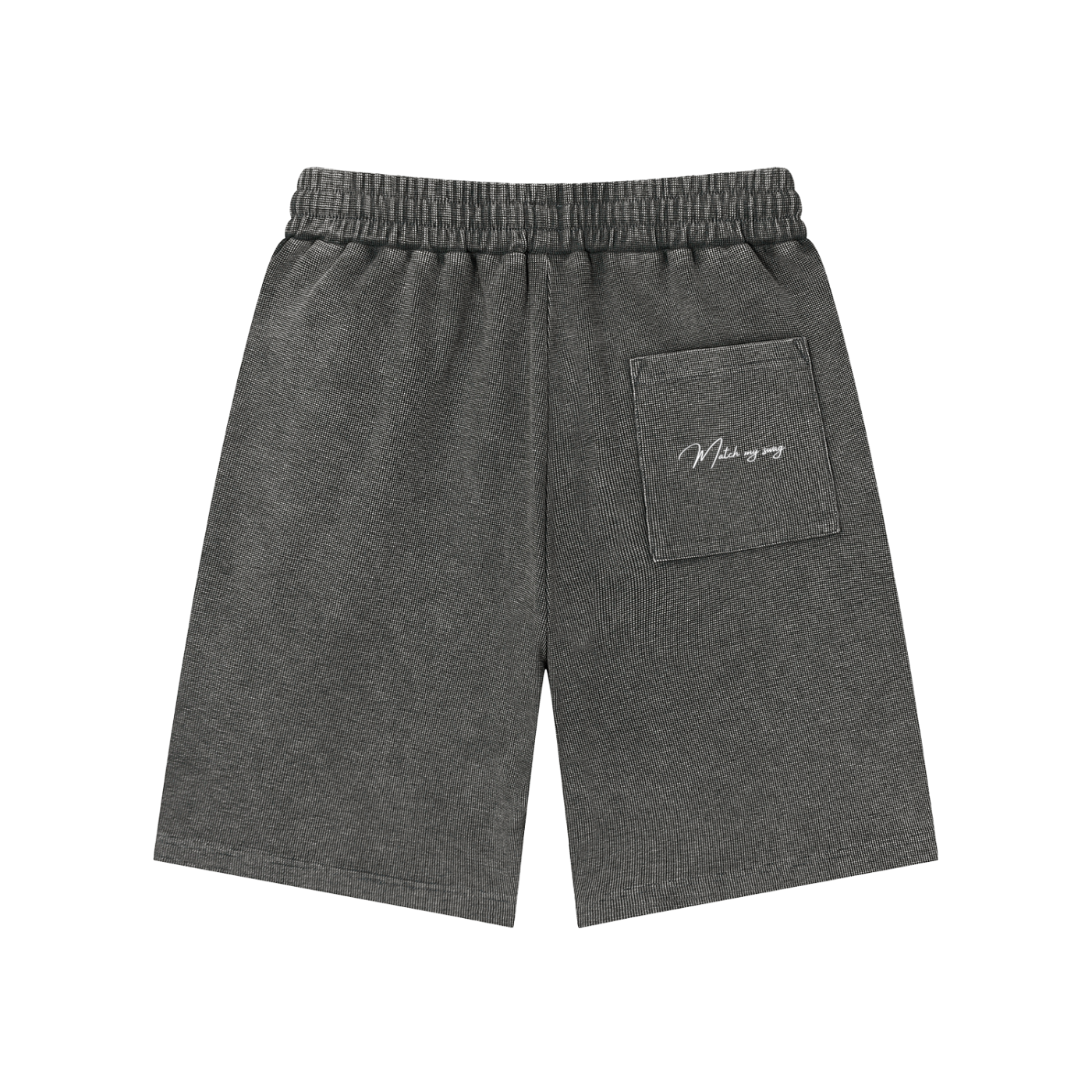 MATCH MY SWAG Mineral Wash Waffle Knit Logo Shorts