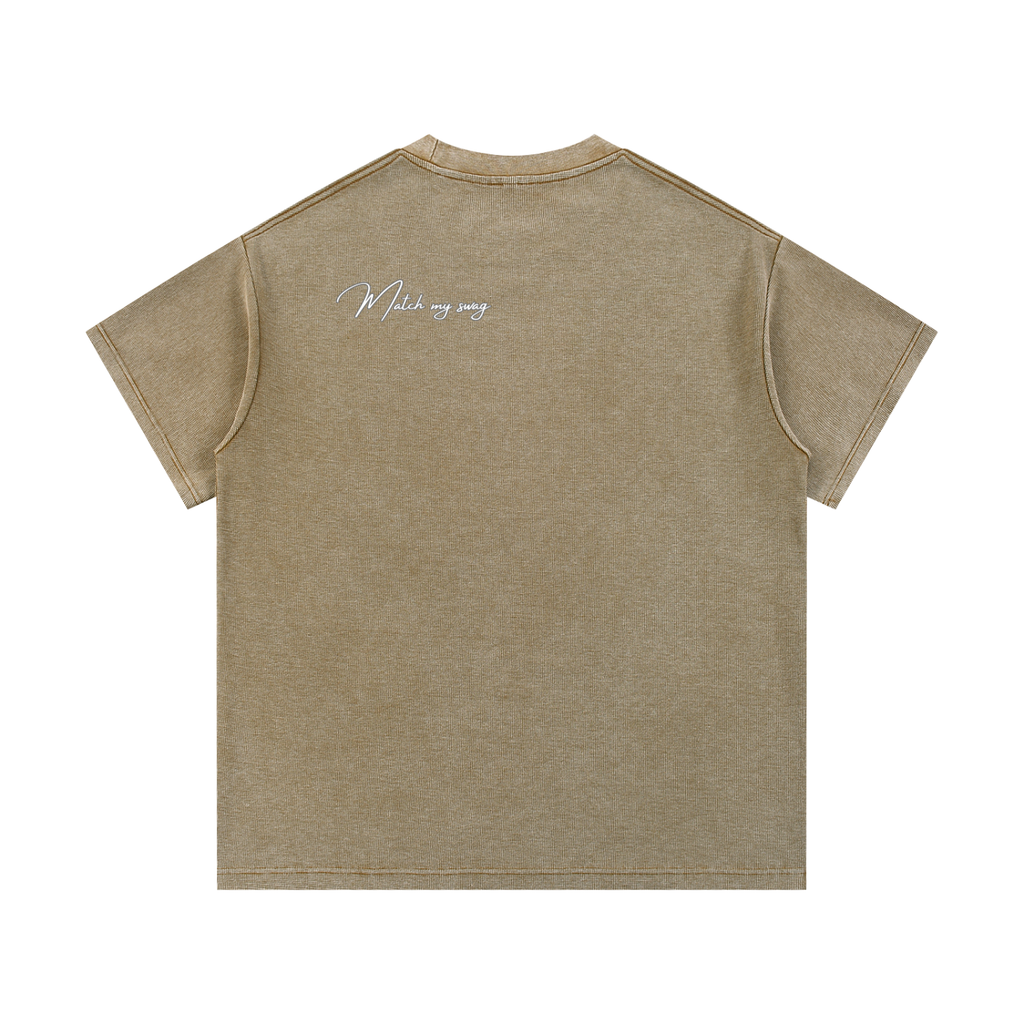 MATCH MY SWAG Mineral Wash Waffle Knit Logo T-Shirt