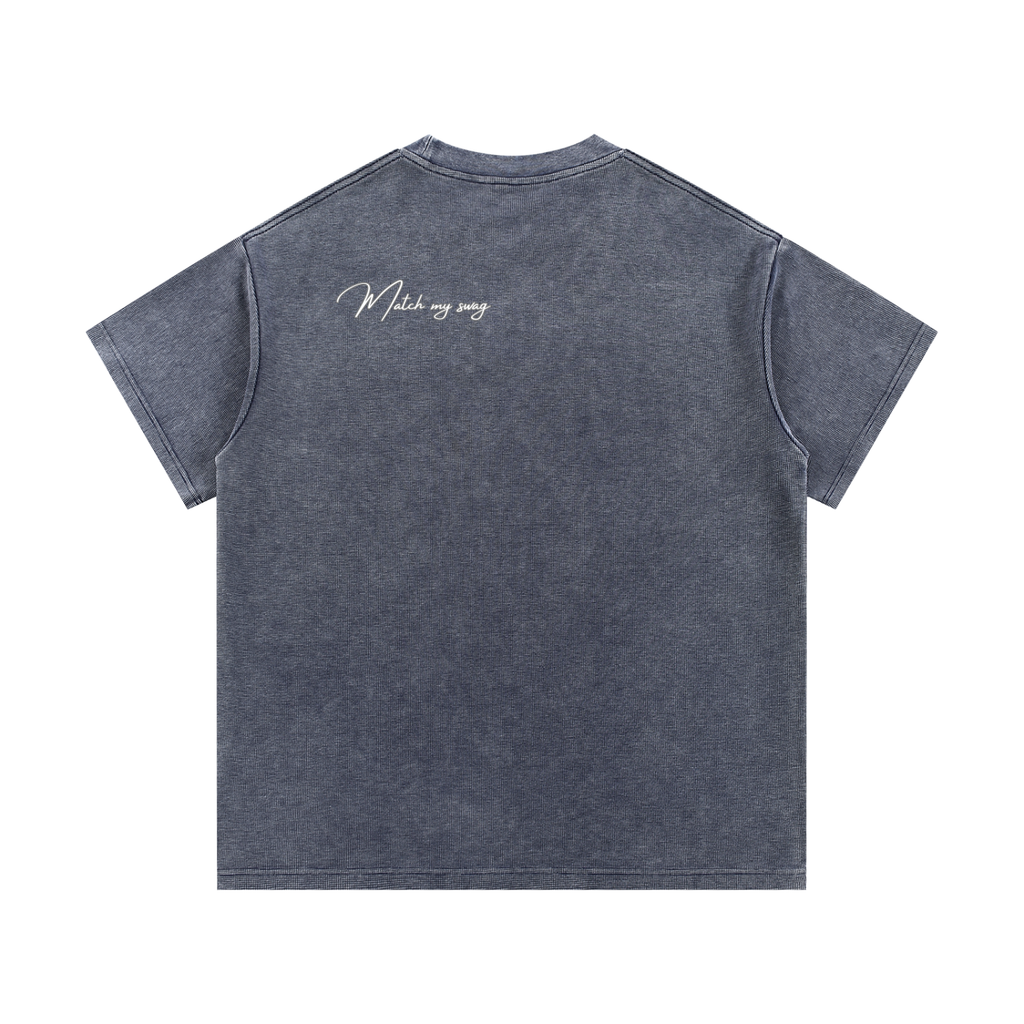 MATCH MY SWAG Mineral Wash Waffle Knit Logo T-Shirt