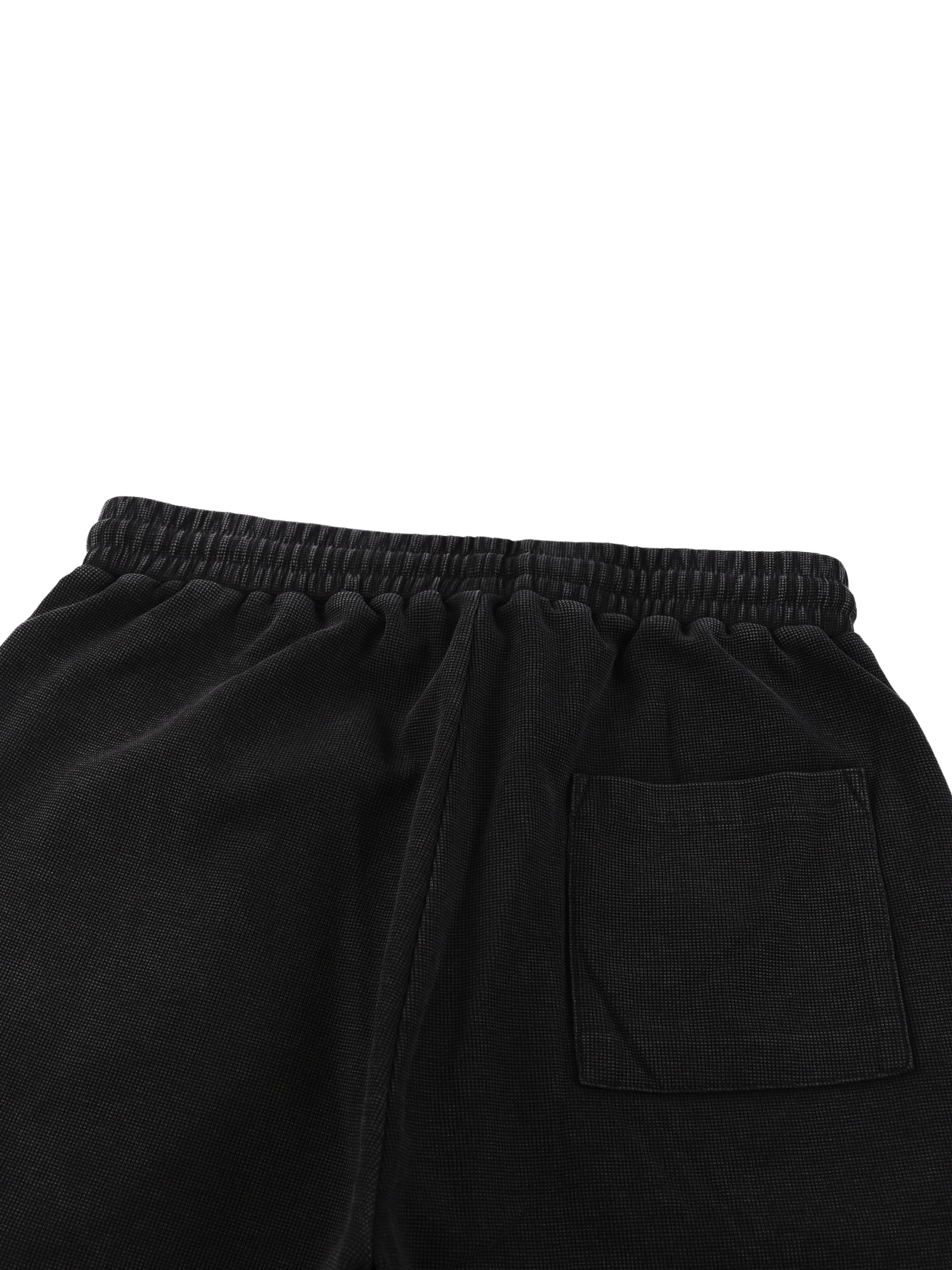 MATCH MY SWAG Mineral Wash Waffle Knit Logo Shorts